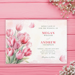 Flower bouquet tulips wedding invitation
