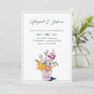 flower bouquet vase wedding  invitation