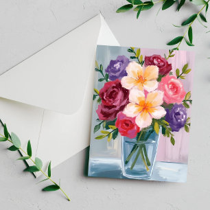 Flower Bouquet Watercolor Floral Painting Card