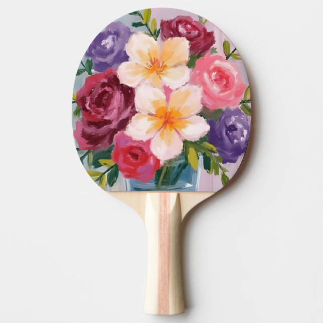 Flower Bouquet Watercolor Floral Painting Ping Pong Paddle (Front)