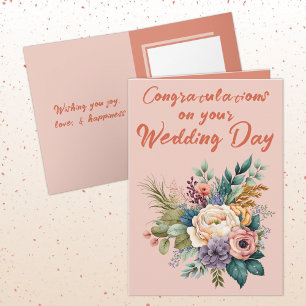 Flower Bouquet Wedding Congratulations pink Card