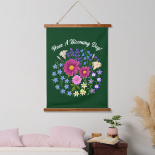 Flower Bouquet with Bluebells Hanging Tapestry