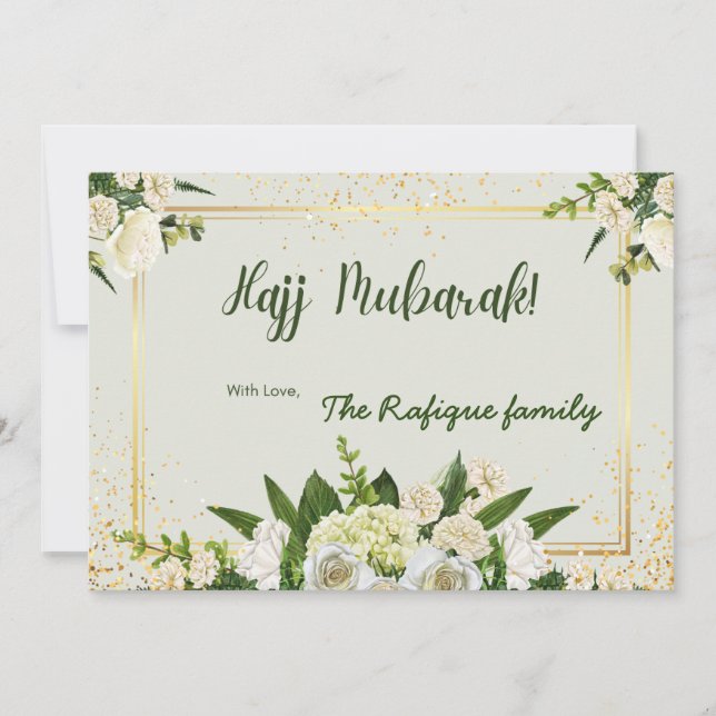 Flower Bouquet with Hajj Mubarak message Card (Front)
