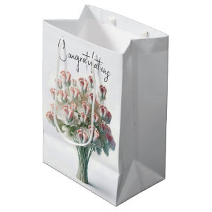 Flower Bouquet With Pink Baby Feet Medium Gift Bag