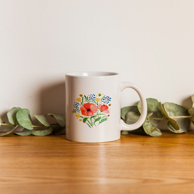 Flower bouquet with poppies - red  coffee mug (Creator Uploaded)
