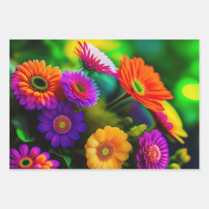 Flower Bouquet Wrapping Paper Sheet