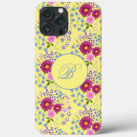 Flower Bouquet Yellow Monogram iPhone Case