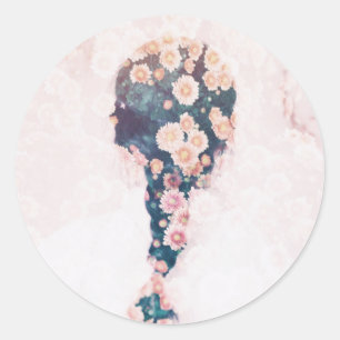 Flower Braid Pastel Pink Round Pretty Sticker