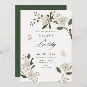 Flower branch birthday invitation