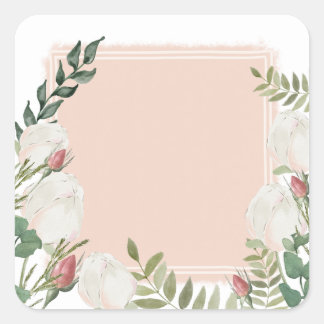 Flower buds square sticker 