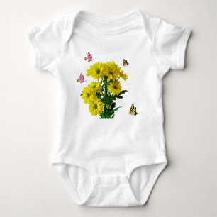 Flower bunch with butterflies baby bodysuit