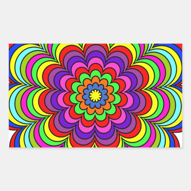 Flower Burst Rectangular Sticker (Front)