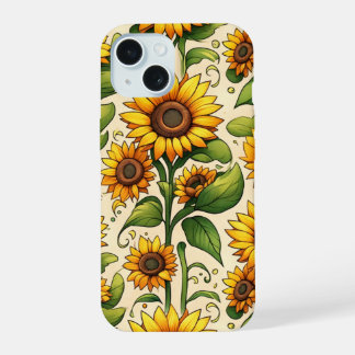 Flower Burst Sunflower Array iPhone 15 Case