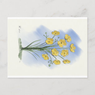 Flower buttercup watercolor card