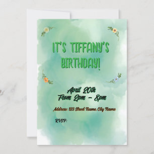 Flower & Butterfly Birthday Invitation