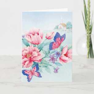 flower butterfly church sympathy greeting card