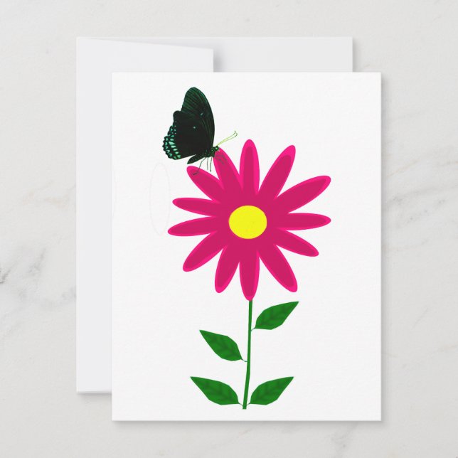Flower Butterfly Flat Note Card (Front)