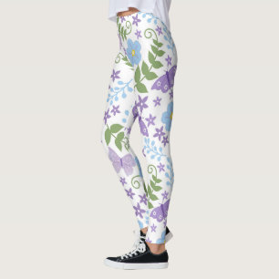 Flower Butterfly Floral Blossom Botanical Art Leggings