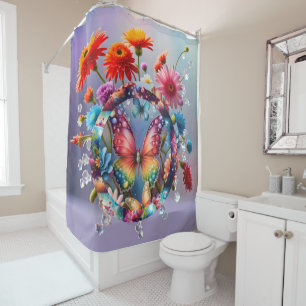 Flower Butterfly Shower Curtain