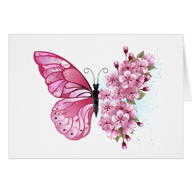 Flower Butterfly with Pink Sakura (Front Horizontal)