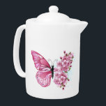 Flower Butterfly with Pink Sakura<br><div class="desc">Flower arrangement of pink butterfly with pink Japanese cherry blossoms on white background.</div>