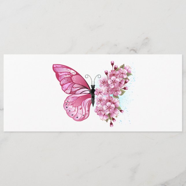 Flower Butterfly with Pink Sakura Advice Card (Front)