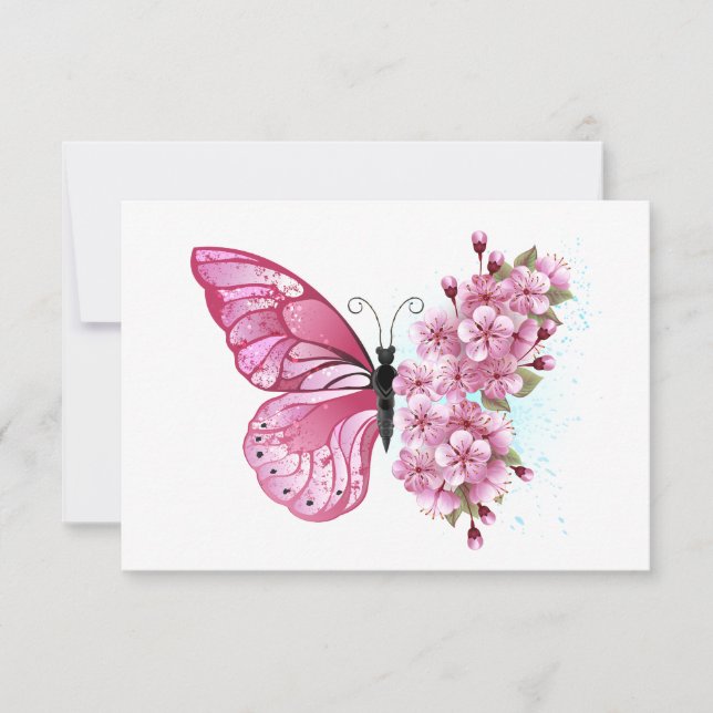 Flower Butterfly with Pink Sakura Announcement (Front)