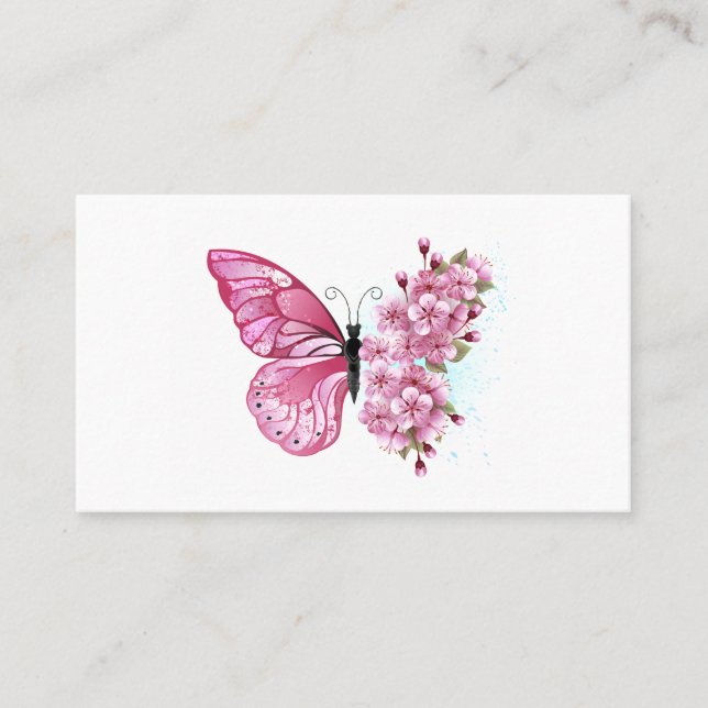 Flower Butterfly with Pink Sakura Appointment Card (Front)