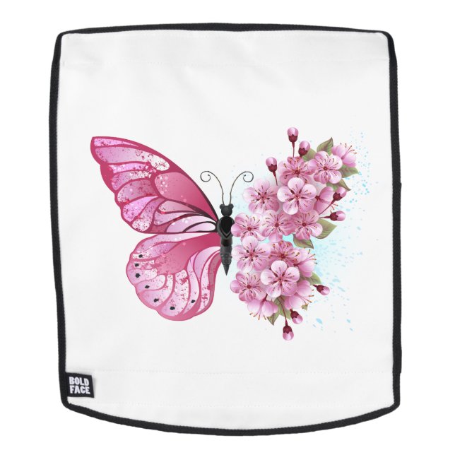 Flower Butterfly with Pink Sakura Backpack (Removable Face)