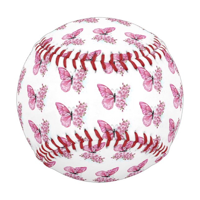 Flower Butterfly with Pink Sakura Baseball (Front)