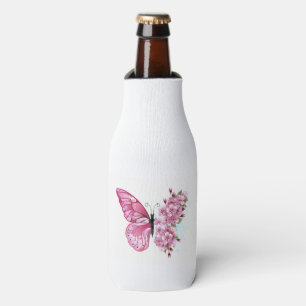 Flower Butterfly with Pink Sakura Bottle Cooler