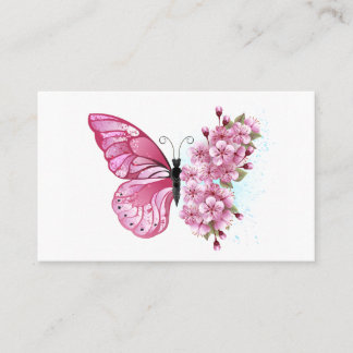 Flower Butterfly with Pink Sakura Business Card