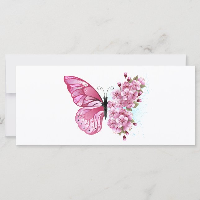 Flower Butterfly with Pink Sakura Card (Front)