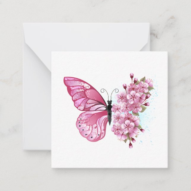 Flower Butterfly with Pink Sakura Card (Front)