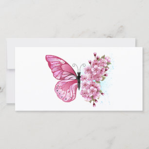 Flower Butterfly with Pink Sakura Card
