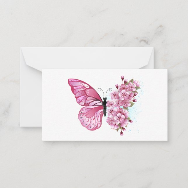 Flower Butterfly with Pink Sakura Card (Front)