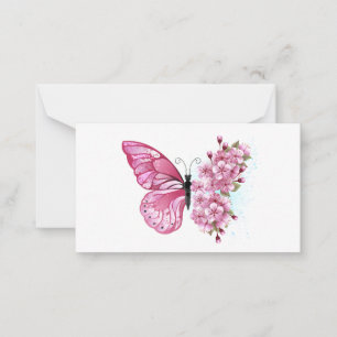 Flower Butterfly with Pink Sakura Card