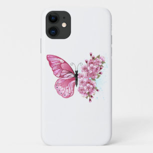 Flower Butterfly with Pink Sakura iPhone 11 Case