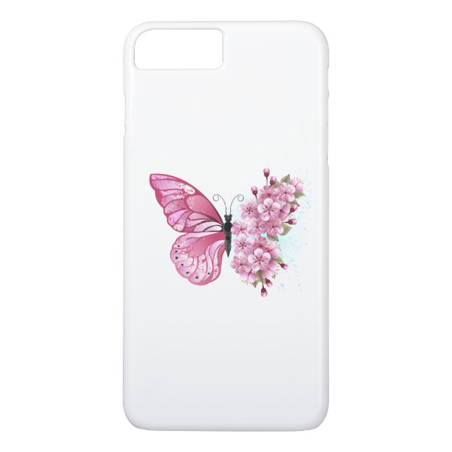 Flower Butterfly with Pink Sakura Case-Mate iPhone Case (Back)