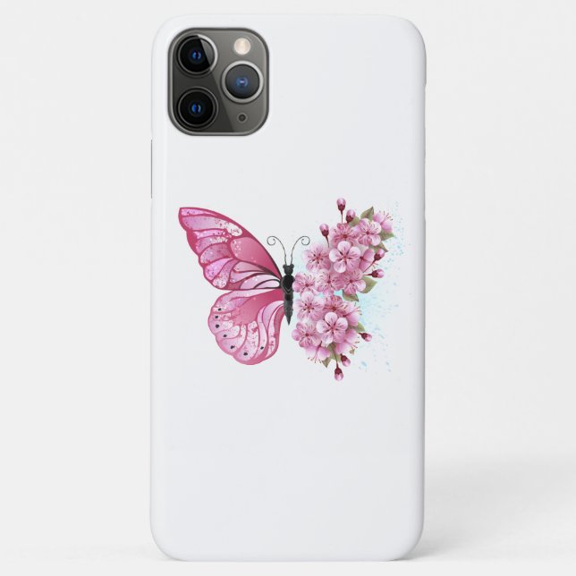 Flower Butterfly with Pink Sakura Case-Mate iPhone Case (Back)