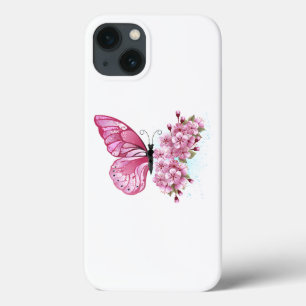 Flower Butterfly with Pink Sakura iPhone 13 Case