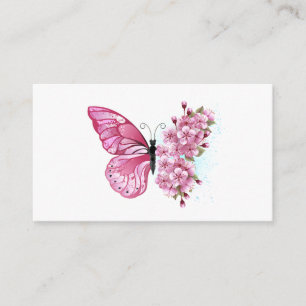 Flower Butterfly with Pink Sakura Enclosure Card