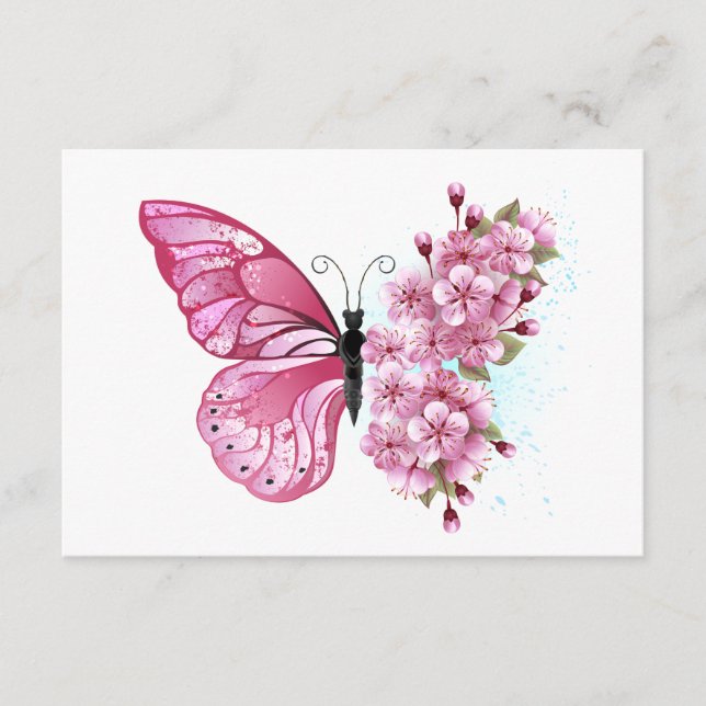 Flower Butterfly with Pink Sakura Enclosure Card (Front)