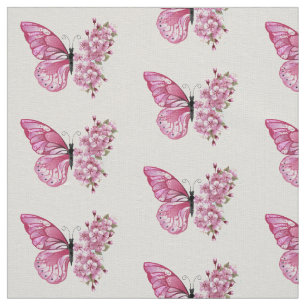 Flower Butterfly with Pink Sakura Fabric