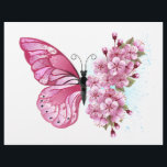 Flower Butterfly with Pink Sakura Flyer<br><div class="desc">Flower arrangement of pink butterfly with pink Japanese cherry blossoms on white background.</div>