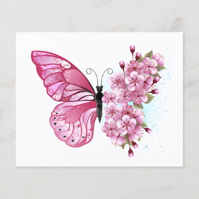 Flower Butterfly with Pink Sakura Flyer (Front)