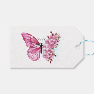 Flower Butterfly with Pink Sakura Gift Tags