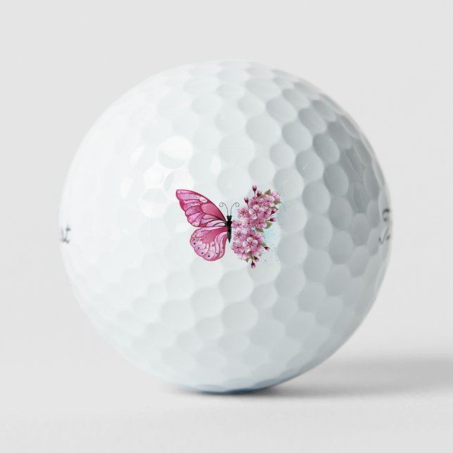 Flower Butterfly with Pink Sakura Golf Balls (Front)