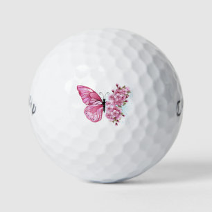 Flower Butterfly with Pink Sakura Golf Balls