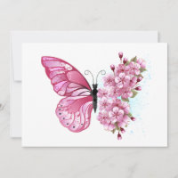 Flower Butterfly with Pink Sakura